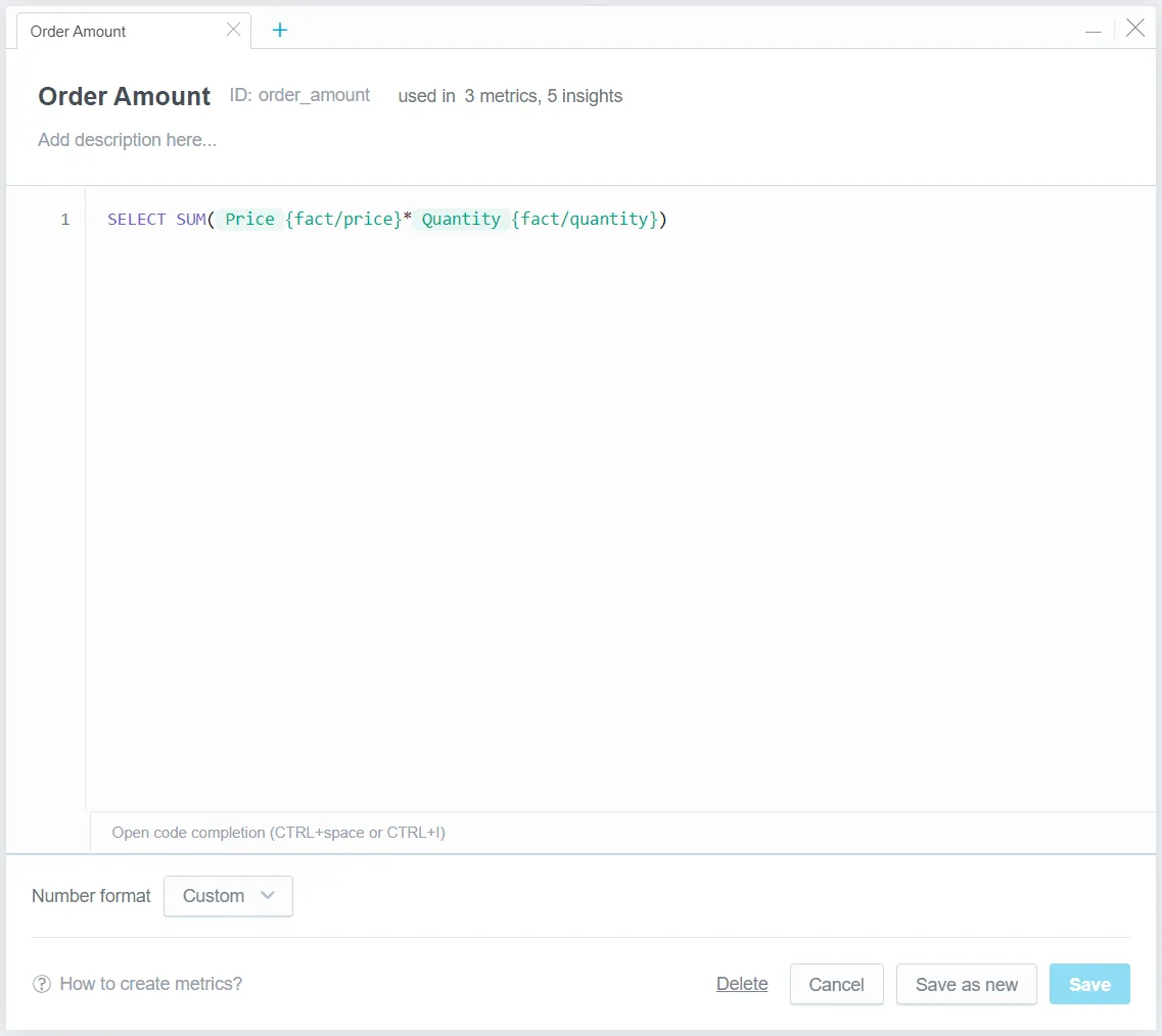 Edit order metric