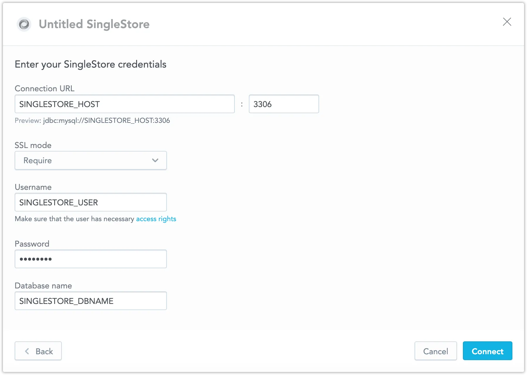 db credentials