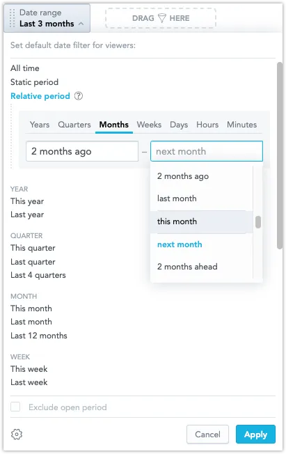 Floating date filter