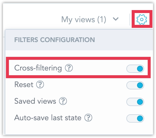 Toggle cross-filtering