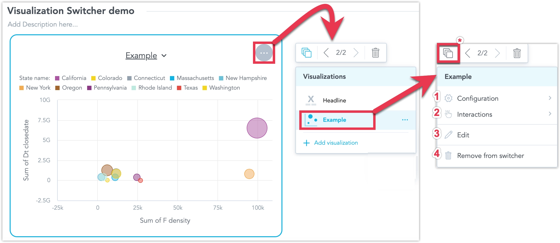 Editing a specific visualization in the Visualization Switcher