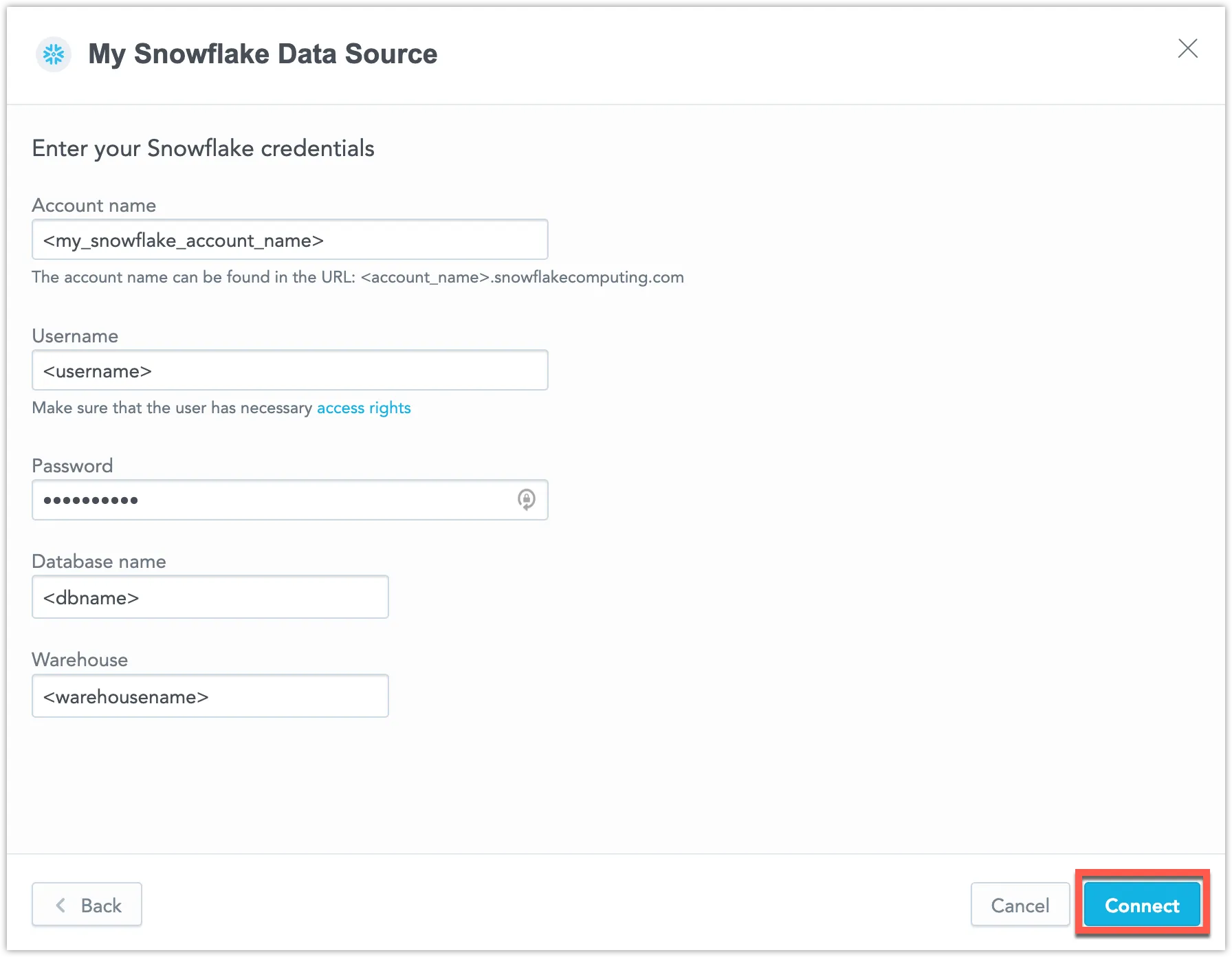 The Data source dialog