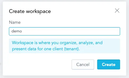 The Create Workspace dialog