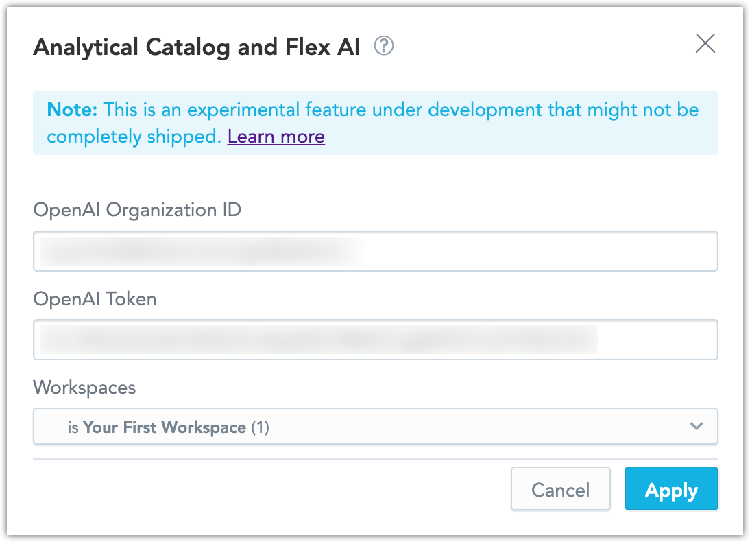 Screenshot of the feature enablement dialog.