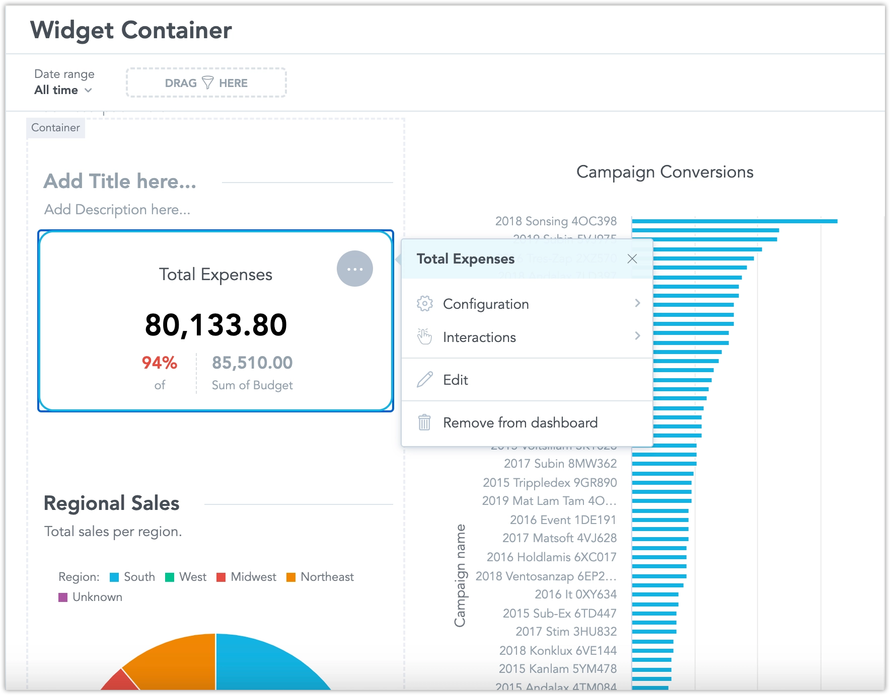 Widget Container Example