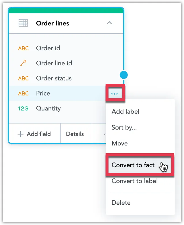 Select the conversion action from menu