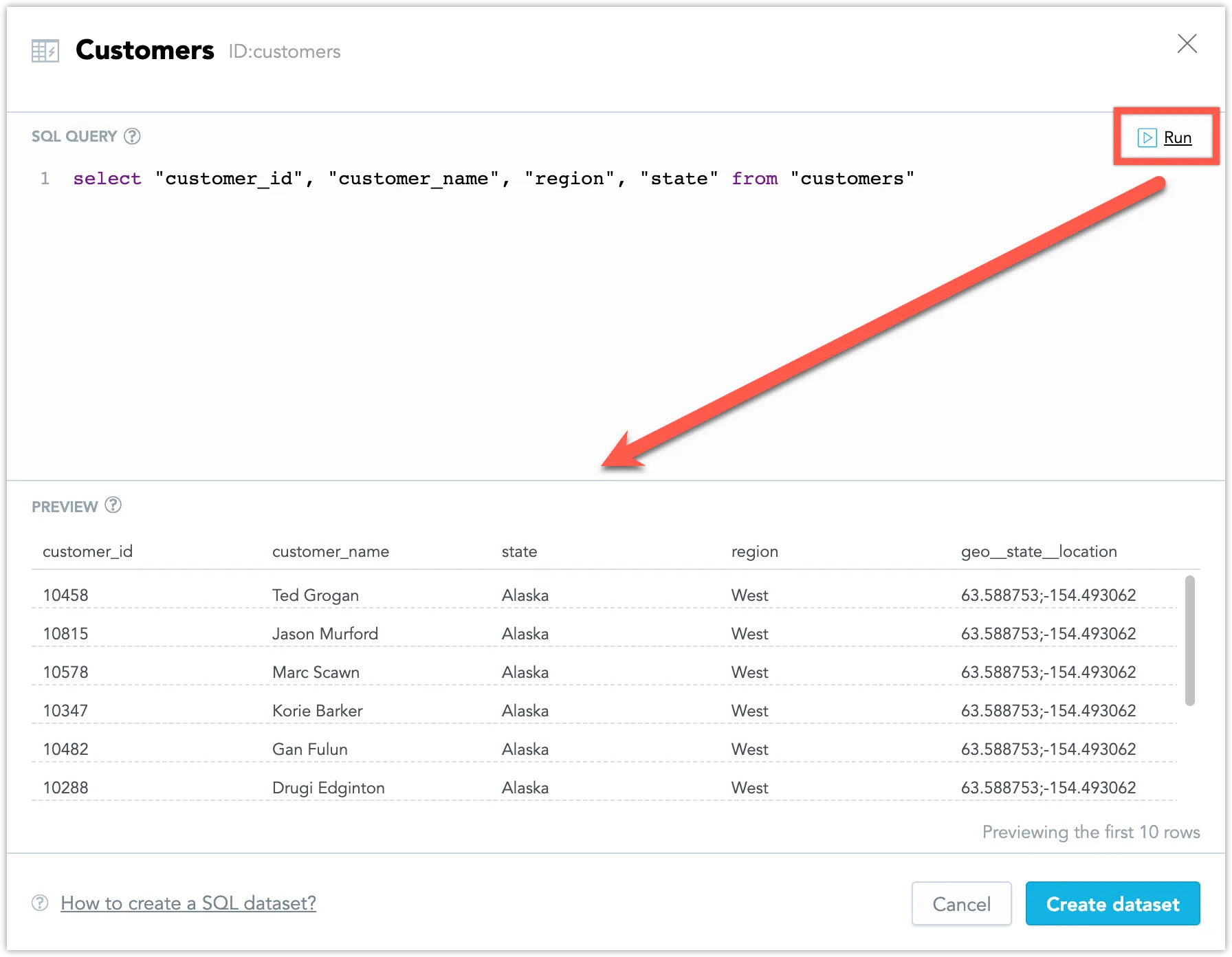 Create SQL Dataset 3