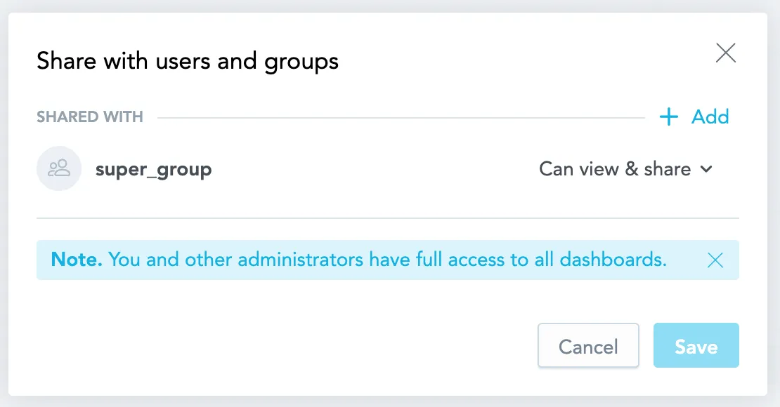 selecting who to assign dashboard permission to