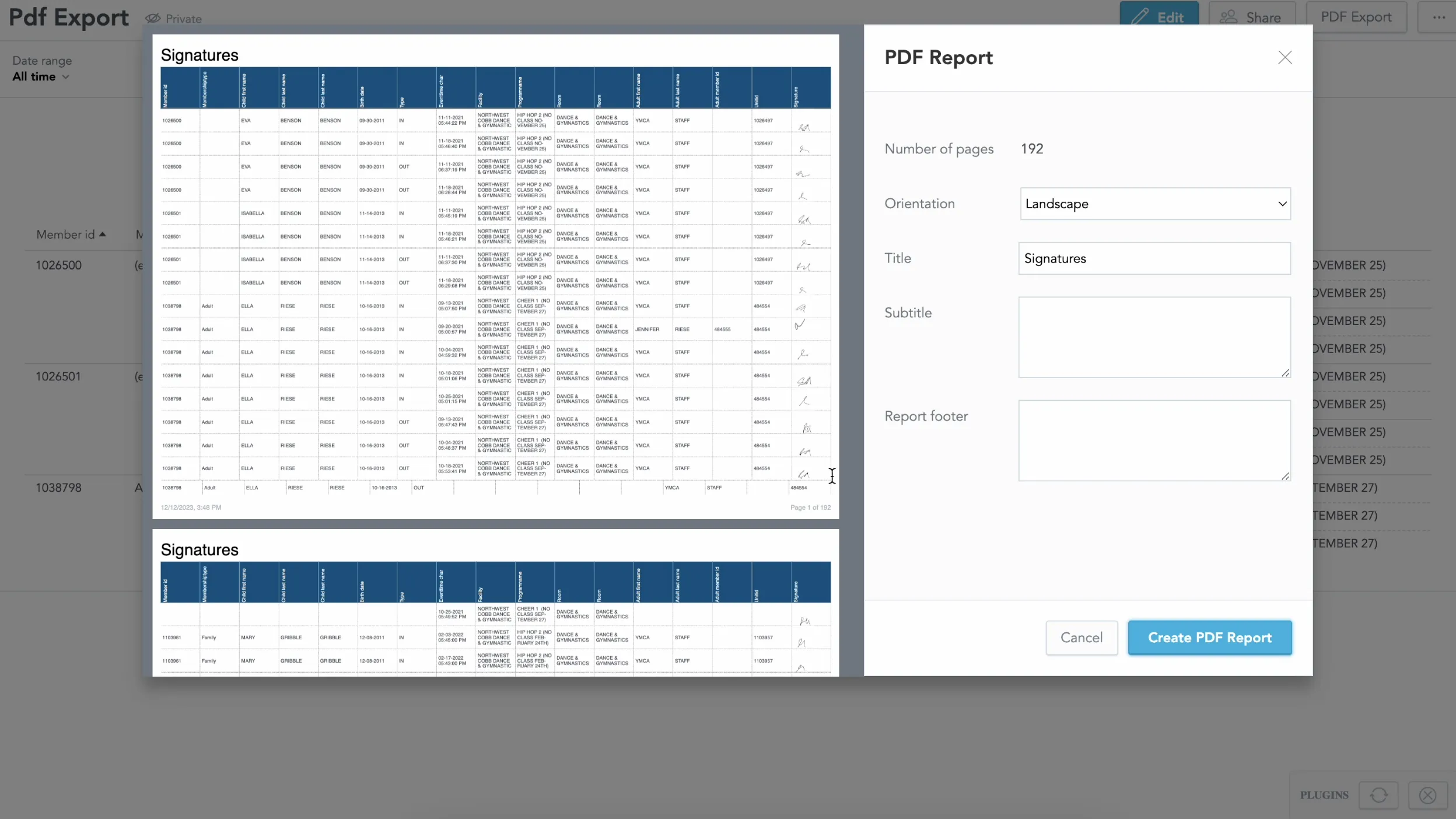 Example of Cell Formatting in PDF Exports