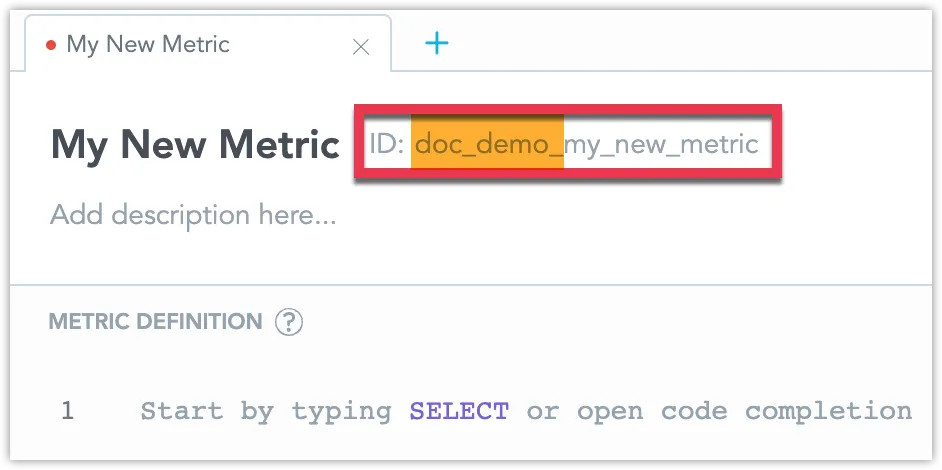 Example of a custom prefix in metric ID