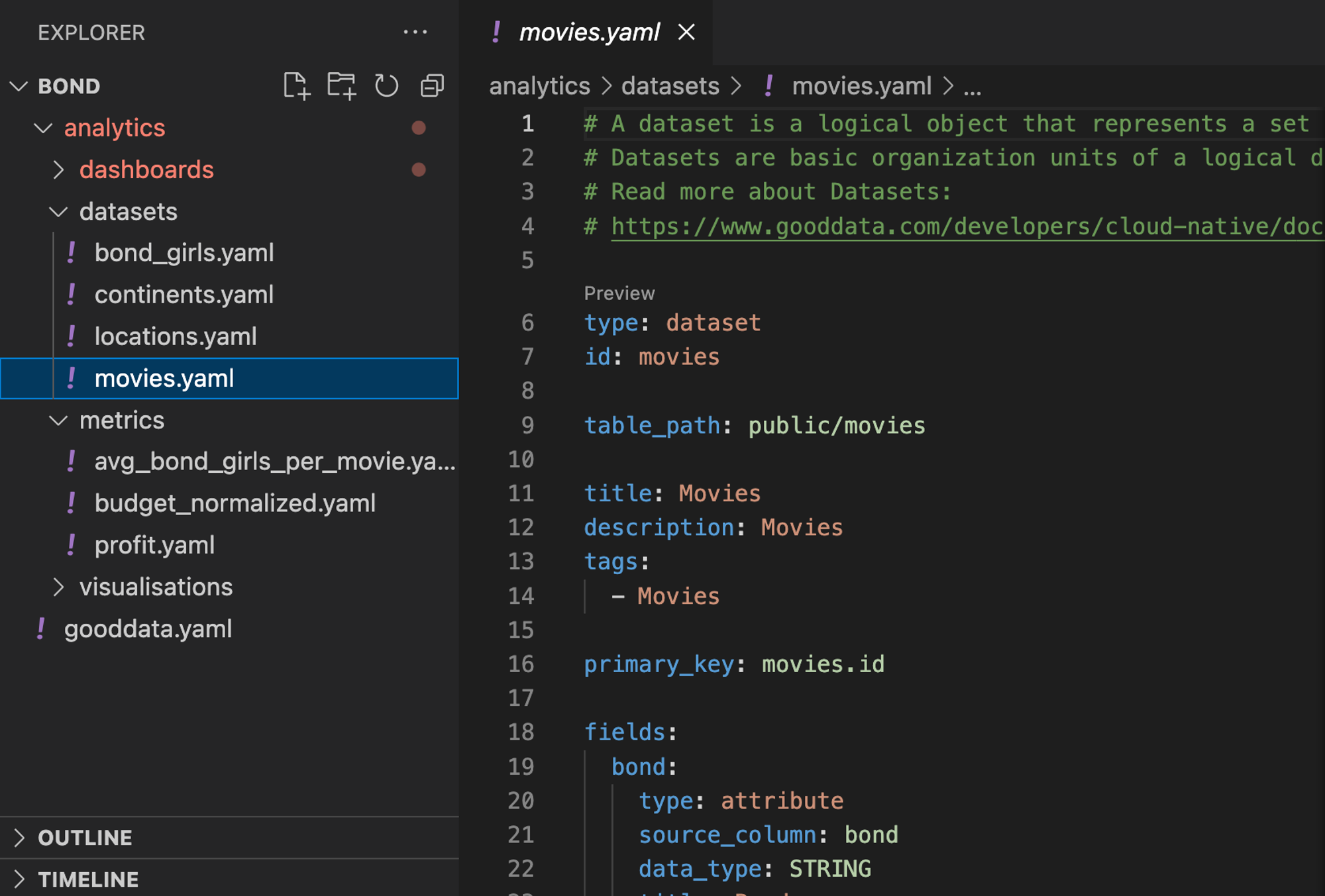  Image of VS Code with cloned analytical project