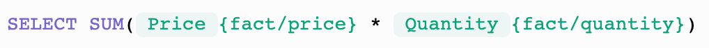 Definition of Order Amount metric using GoodData's Analytical Query Language (MAQL).