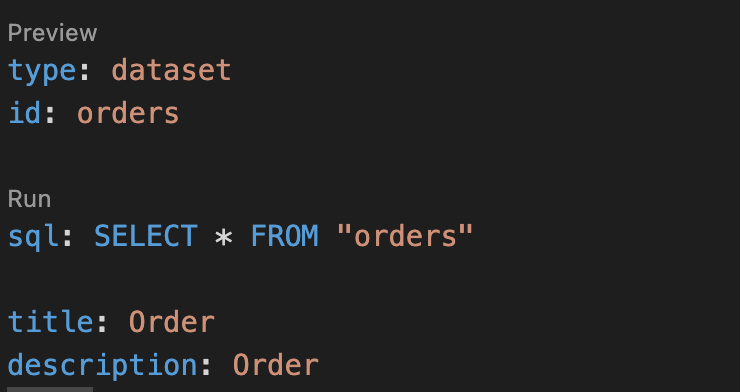 Notice the SQL statement seamlessly integrated into YAML. The statement even supports the SQL syntax highlighting.