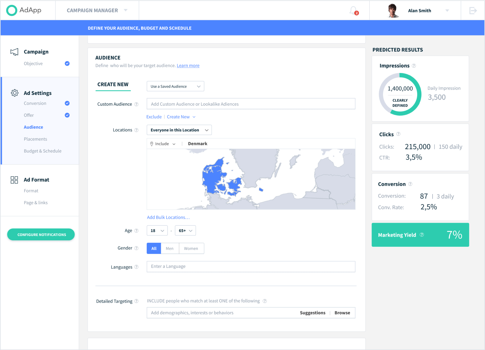 An example of an embedded and customized dashboard