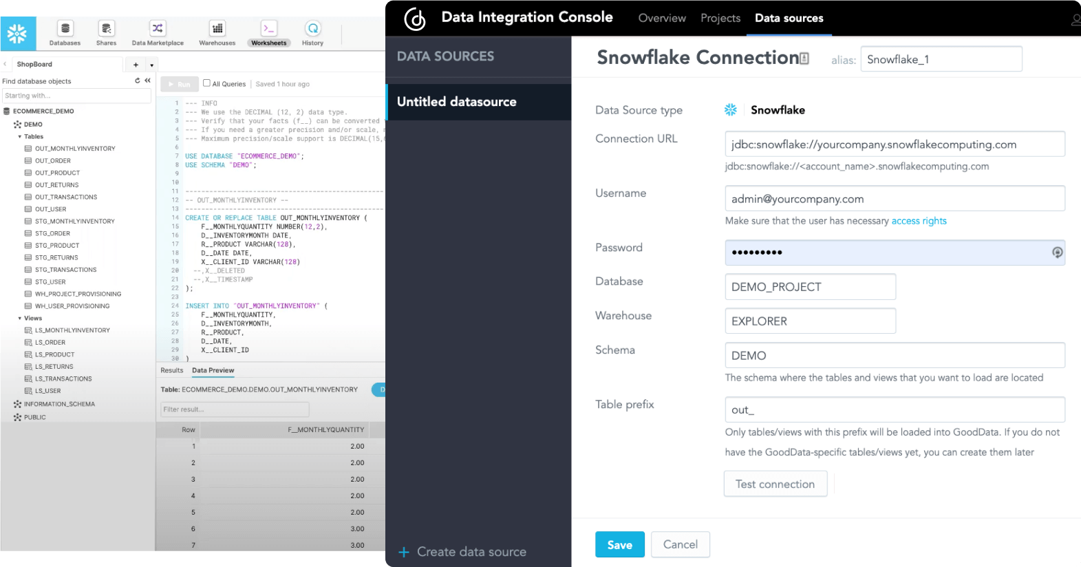 Snowflake connection